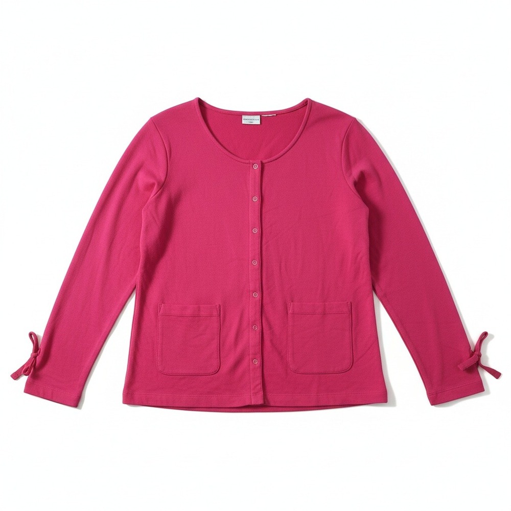 White Stag Womens Magenta Pink Snap Front Cardigan Lace Up Cuff Pockets L